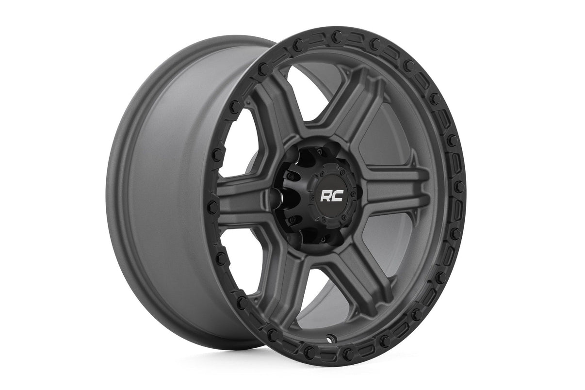 Rough Country 79 Series Wheel | One-Piece | Gunmetal Gray w/Black Ring | 17x8.5 | 6x5.5 | 0mm | 79170912G