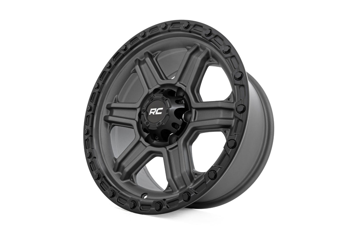 Rough Country 79 Series Wheel | One-Piece | Gunmetal Gray w/Black Ring | 17x8.5 | 6x5.5 | 0mm | 79170912G