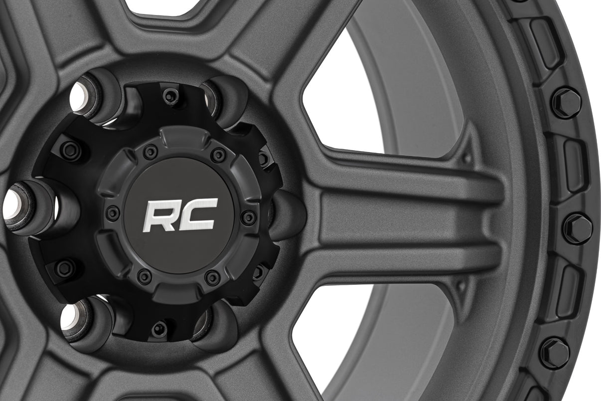 Rough Country 79 Series Wheel | One-Piece | Gunmetal Gray w/Black Ring | 17x8.5 | 6x5.5 | 0mm | 79170912G