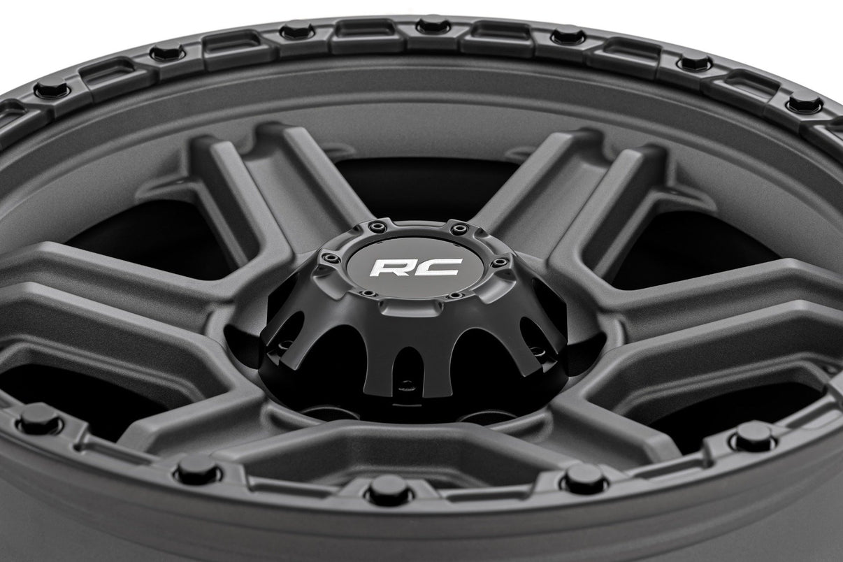 Rough Country 79 Series Wheel | One-Piece | Gunmetal Gray w/Black Ring | 17x8.5 | 6x5.5 | 0mm | 79170912G