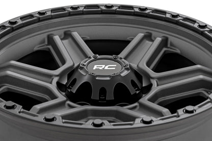 Rough Country 79 Series Wheel | One-Piece | Gunmetal Gray w/Black Ring | 17x8.5 | 6x5.5 | 0mm | 79170912G
