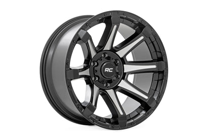 Rough Country 81 Series Wheel | One-Piece | Semi Gloss Black w/machined spokes | 20x9 | 5x150 | +18m | 81201805M