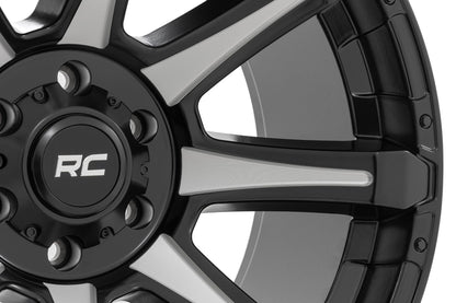 Rough Country 81 Series Wheel | One-Piece | Semi Gloss Black w/machined spokes | 20x10 | 6x5.5 | -19 | 81201812M