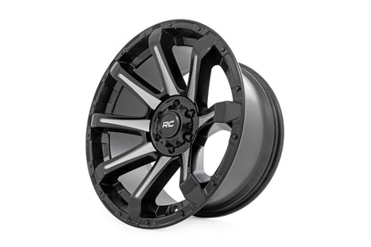 Rough Country 81 Series Wheel | One-Piece | Semi Gloss Black w/machined spokes | 20x10 | 6x5.5 | -19 | 81201812M