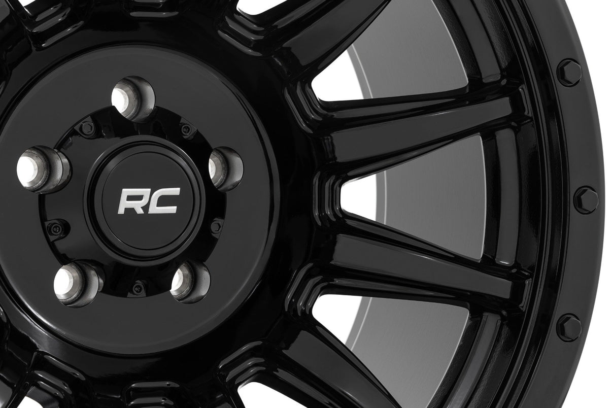 Rough Country 90 Series Wheel | One-Piece | Gloss Black | 20x9 | 6x5.5 | -12mm | 90201212B