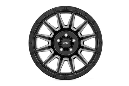 Rough Country 90 Series Wheel | One-Piece | Gloss Black w/machined spokes | 18x9 | 6x5.5 | -12mm | 90181212M