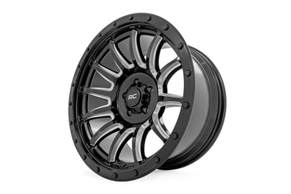 Rough Country 90 Series Wheel | One-Piece | Gloss Black w/machined spokes | 20x10 | 8x170 | -19mm | 90201811M