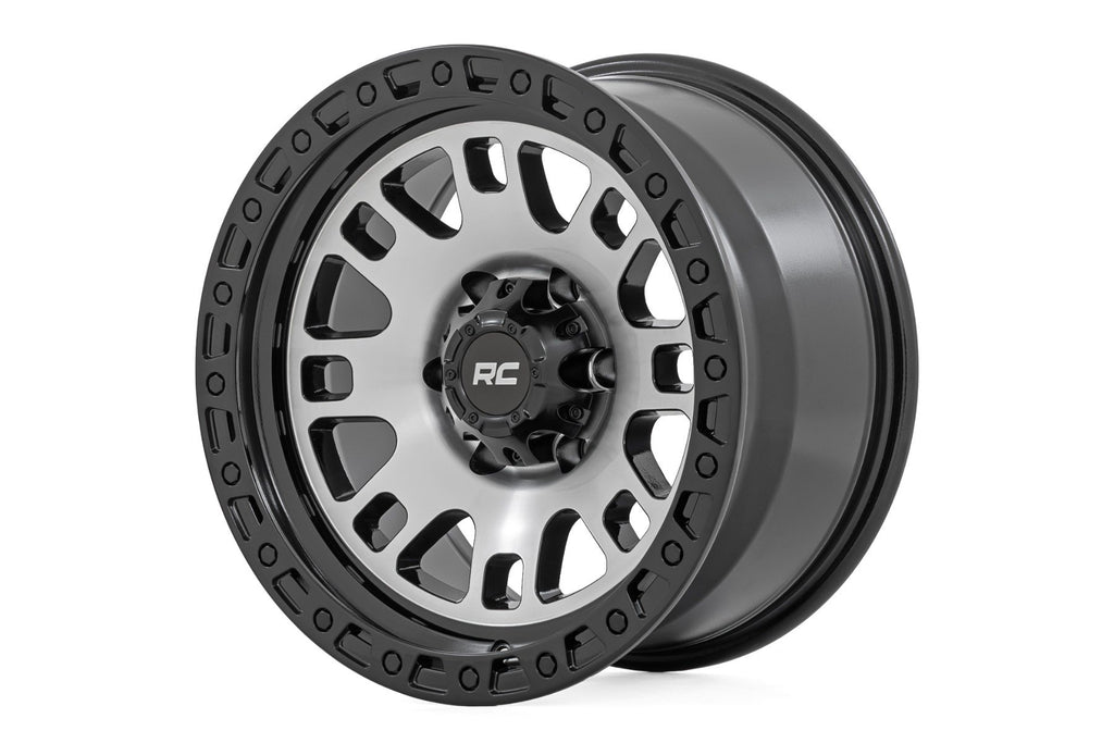 Rough Country | Rough Country 82 Series Wheel | One-Piece | Machined Semi Gloss Black | 17x9 | 6x5.5 | -12mm | 82170912M