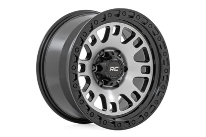 Rough Country | Rough Country 82 Series Wheel | One-Piece | Machined Semi Gloss Black | 15x8 | 5x4.5 | -19mm | 82151813M