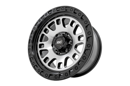 Rough Country | Rough Country 82 Series Wheel | One-Piece | Machined Semi Gloss Black | 17x9 | 5x4.5 | -12mm | 82170913M