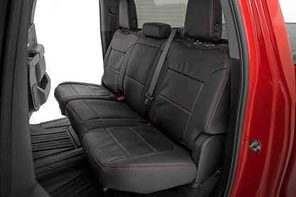 Rough Country | Leather Seat Covers | FR Bucket | RR 60/40 | Chevy/GMC Sierra 1500 (19-26)/Silverado 1500 (19-26) | 91071L
