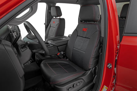 Rough Country | Leather Seat Covers | FR Bucket | RR 60/40 | Chevy/GMC Sierra 1500 (19-26)/Silverado 1500 (19-26) | 91071L