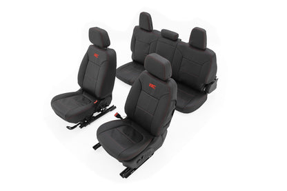 Rough Country | Leather Seat Covers | FR Bucket | RR 60/40 | Chevy/GMC Sierra 1500 (19-26)/Silverado 1500 (19-26) | 91071L