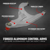 Rough Country | Black Forged Alum High Clearance 2" Fwd Offset Control Arms w/Ball Joints | Polaris Ranger 1000XP | 93155BLK