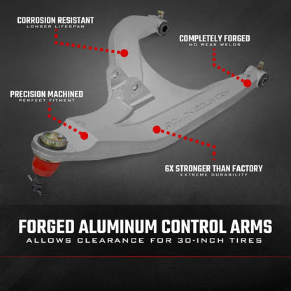 Rough Country | Black Forged Alum High Clearance 2" Fwd Offset Control Arms w/Ball Joints | Polaris Ranger 1000XP | 93155BLK