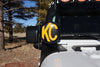 KC HiLiTES 6in. Round Soft Cover (Pair) - Black w/Yellow KC Logo