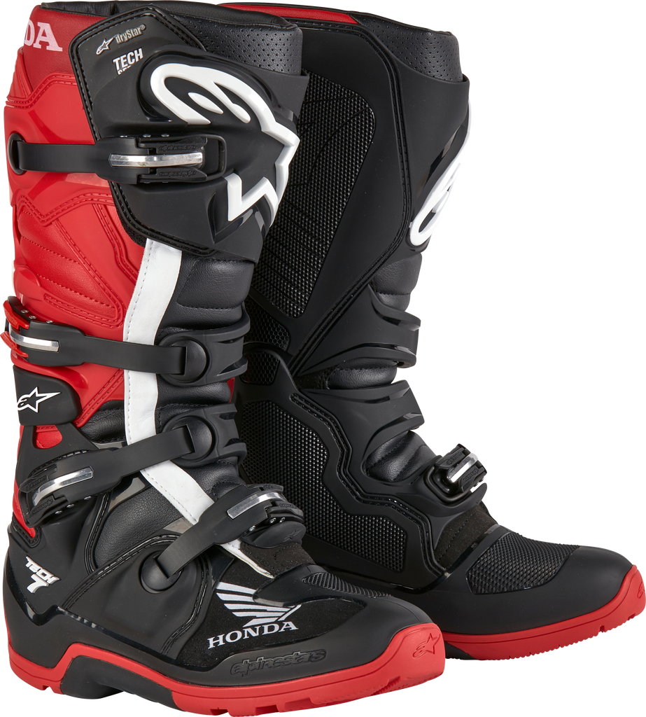 Honda Tech 7 Enduro Drystar Black/Bright Red Sz 16