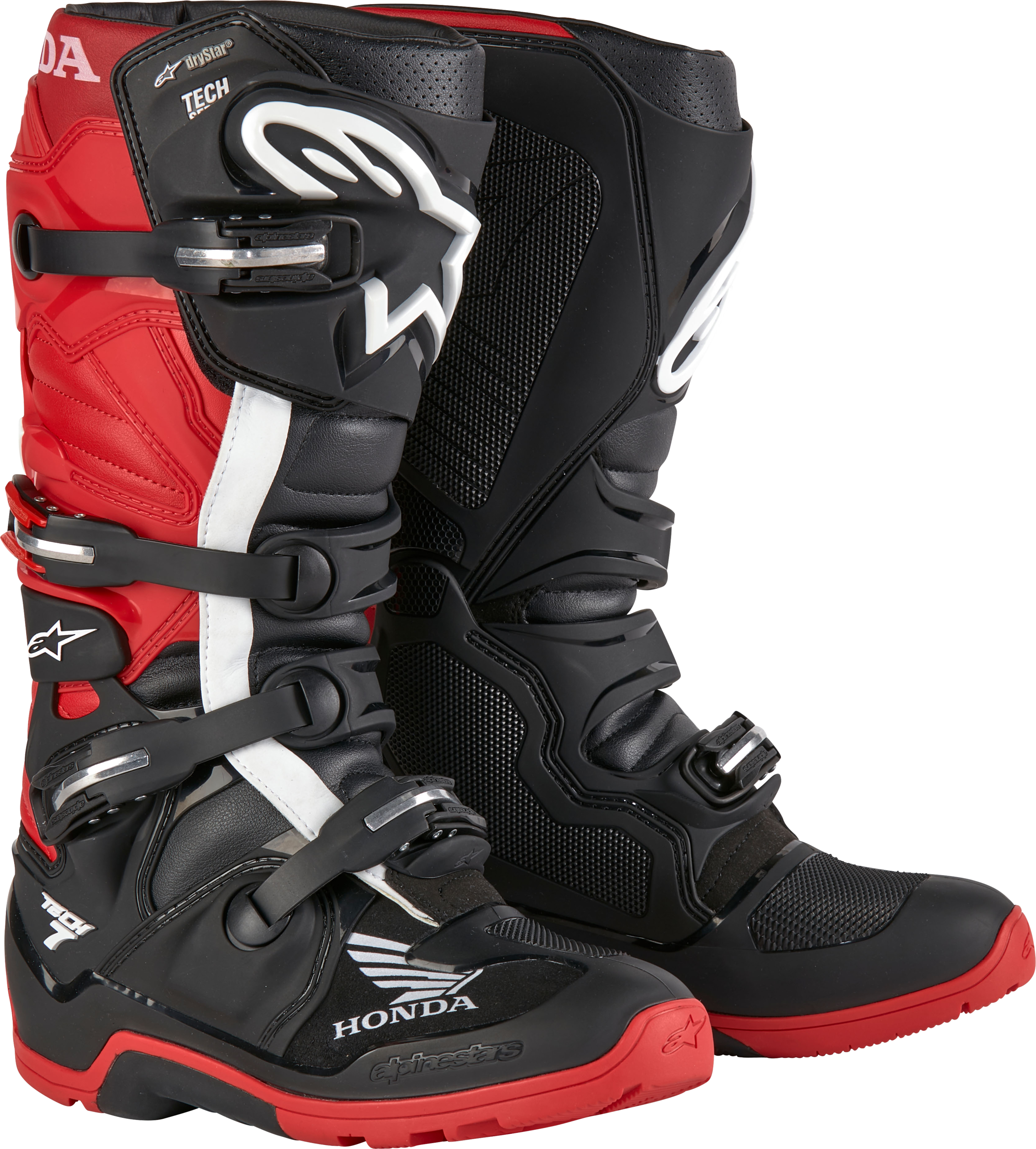 Honda Tech 7 Enduro Drystar Black/Bright Red Sz 7
