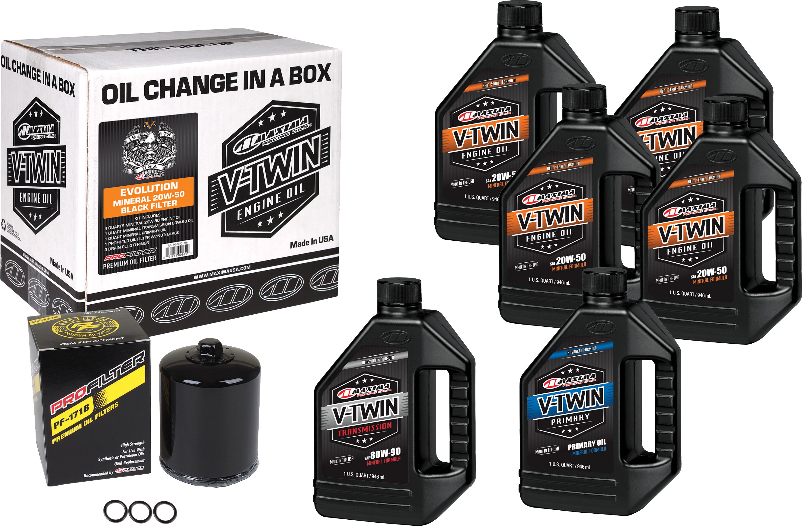V Twin Oil Change Kit Mineral Evo Black Filer
