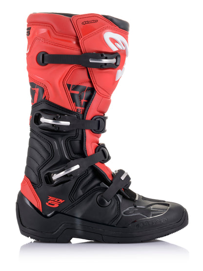Alpinestars Tech 5 Boots Black/Red Size 12 - Advanced Motocross Footwear