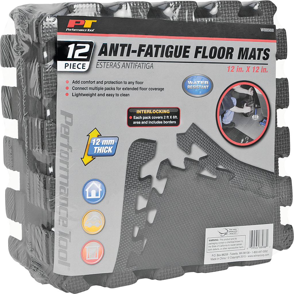 Performance Tool W88988 Shop Floor Mats - 12 Piece Interlocking Set