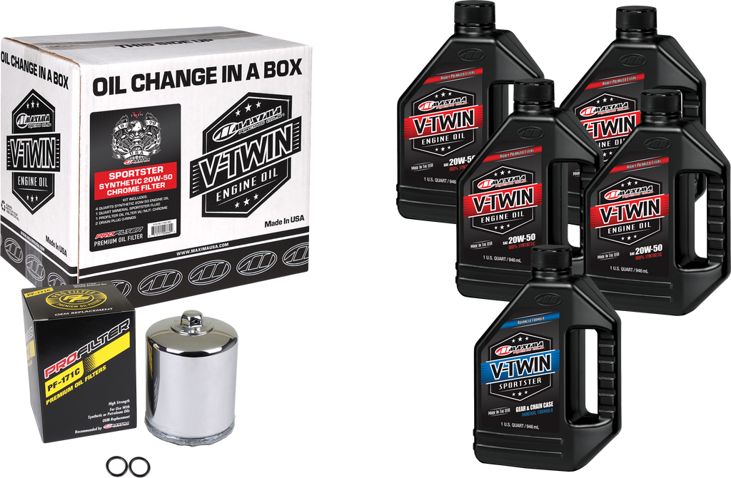 V Twin Syn Oil Change Kit Xl Chrome Filer