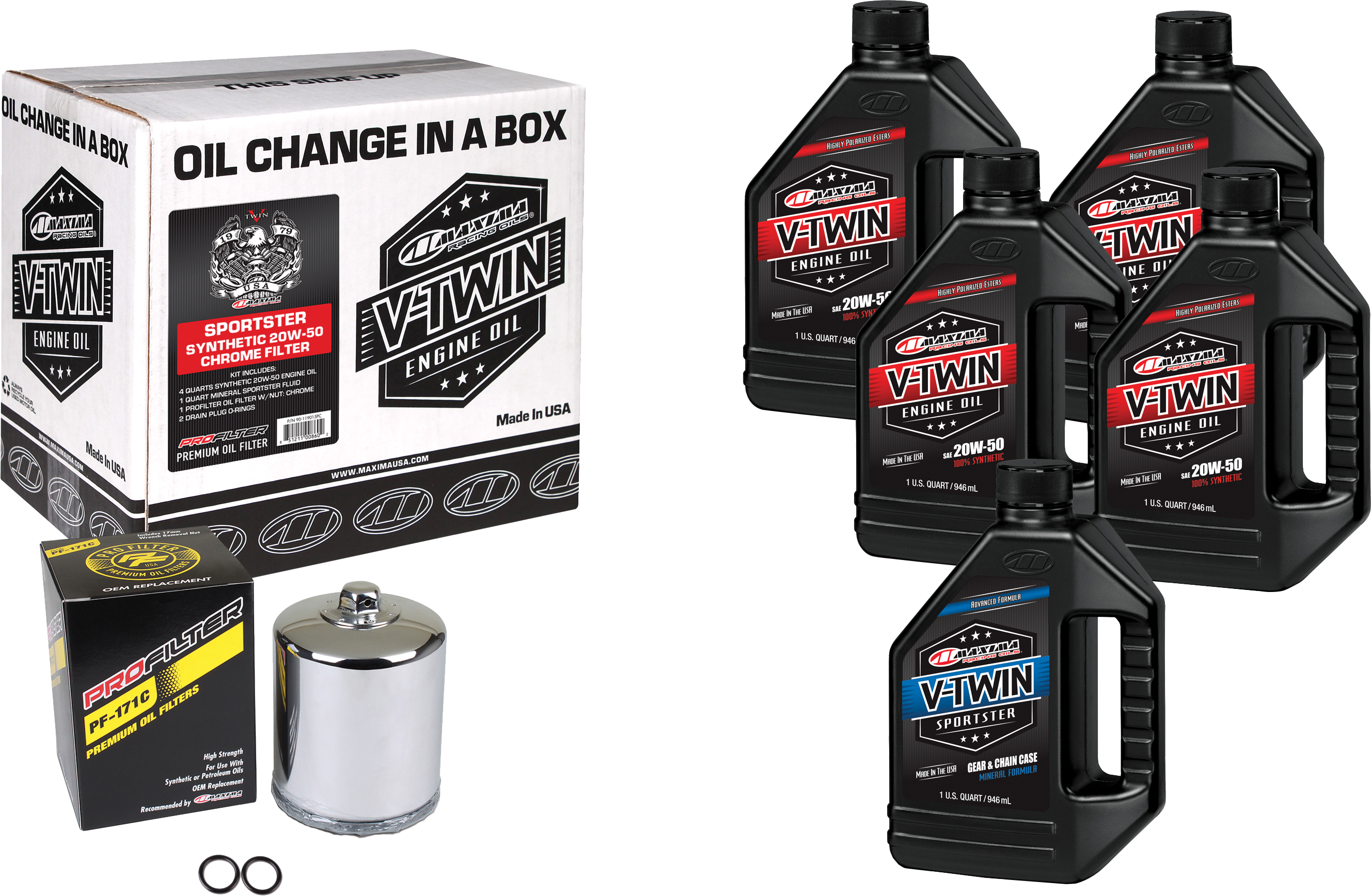 V Twin Syn Oil Change Kit Xl Chrome Filer