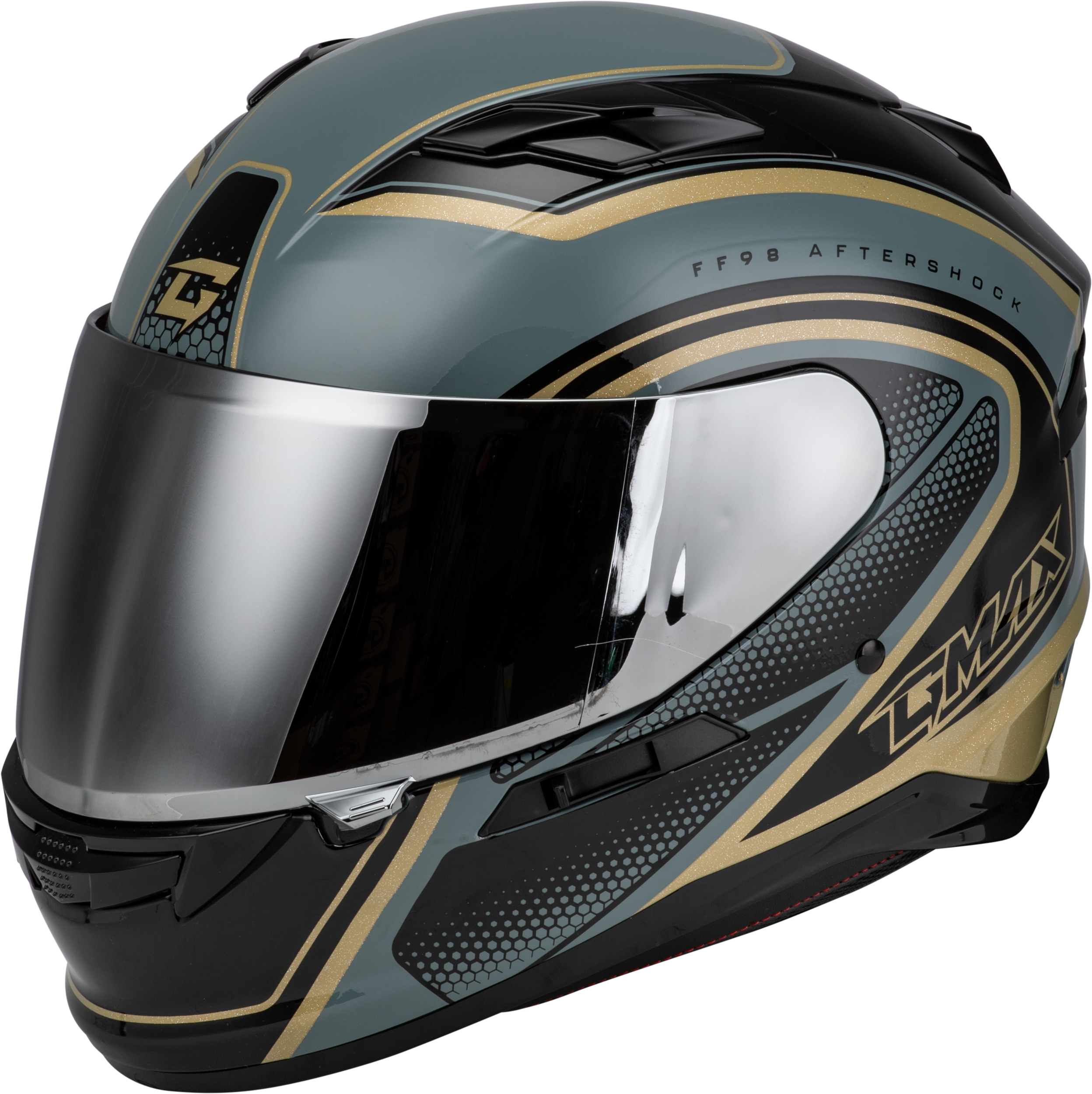 Ff 98 Aftershock Helmet Grey/Metallic Gold Lg