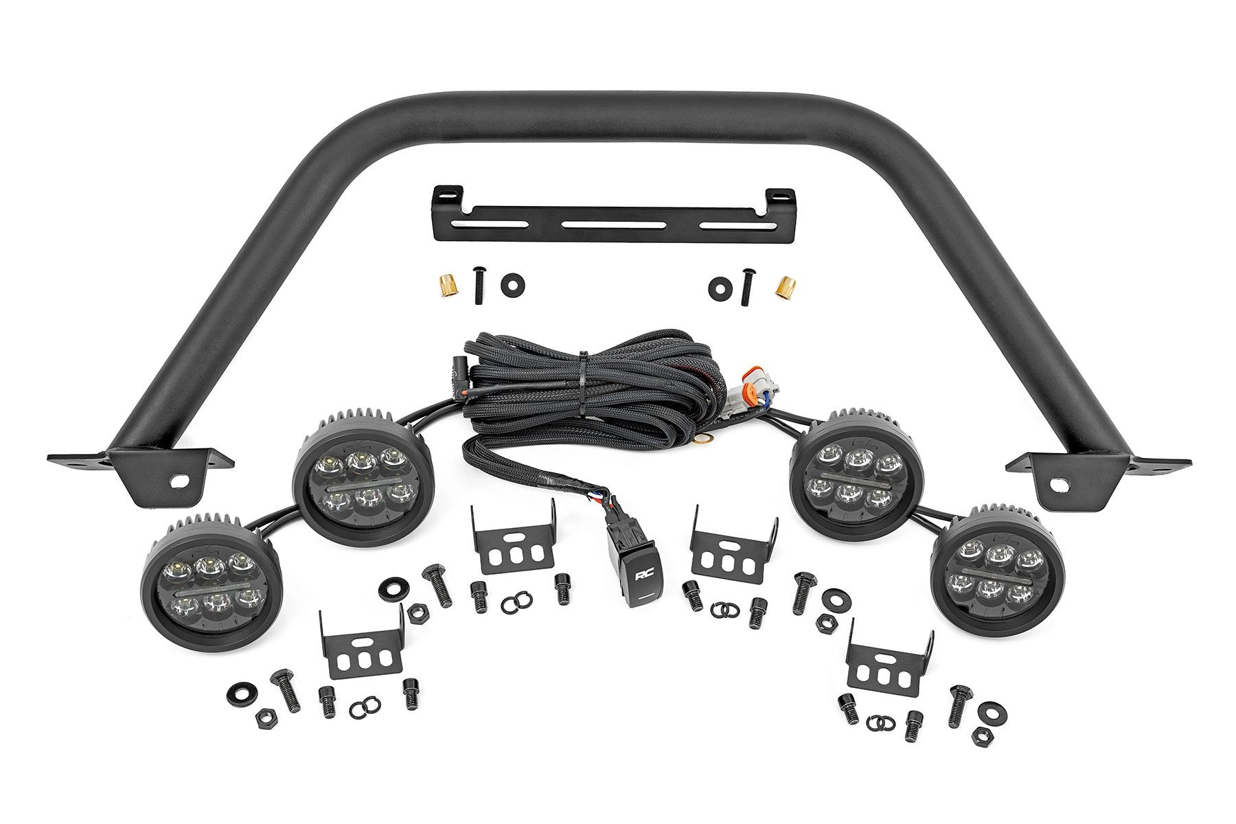 Safari Bar | 3.5" Round LED (Quad) | Black | Amber DRL | OE Modular Steel | Ford Bronco (21-25) | 51112