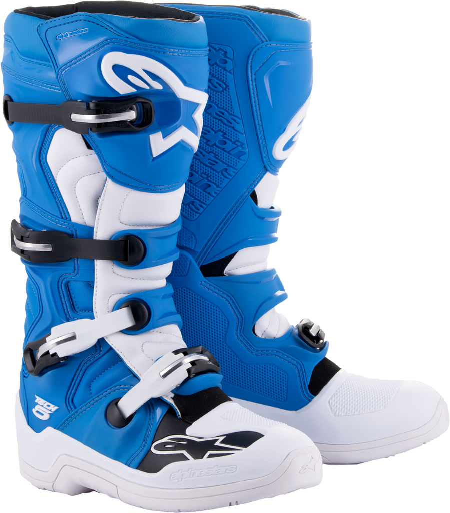 Alpinestars Tech 5 Boots Blue/White Size 8 - Advanced Motocross Gear