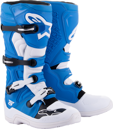 Alpinestars Tech 5 Boots Blue/White Size 8 - Advanced Motocross Gear