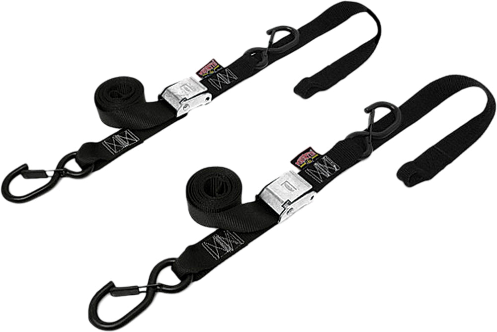 Tie Down Rat Sec Hook Soft Tye 1.5"X6.5' Black/Black Pair