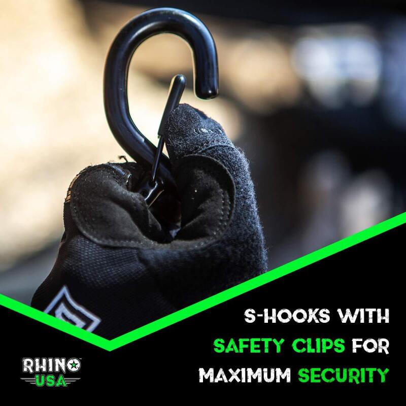Rhino USA Heavy Duty Ratchet Tie-Downs 2-Pack (Black) 1.6In X 8Ft