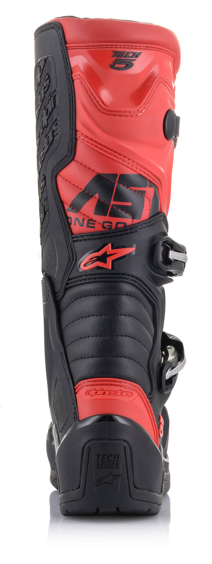 Alpinestars Tech 5 Boots Black/Red Size 12 - Advanced Motocross Footwear