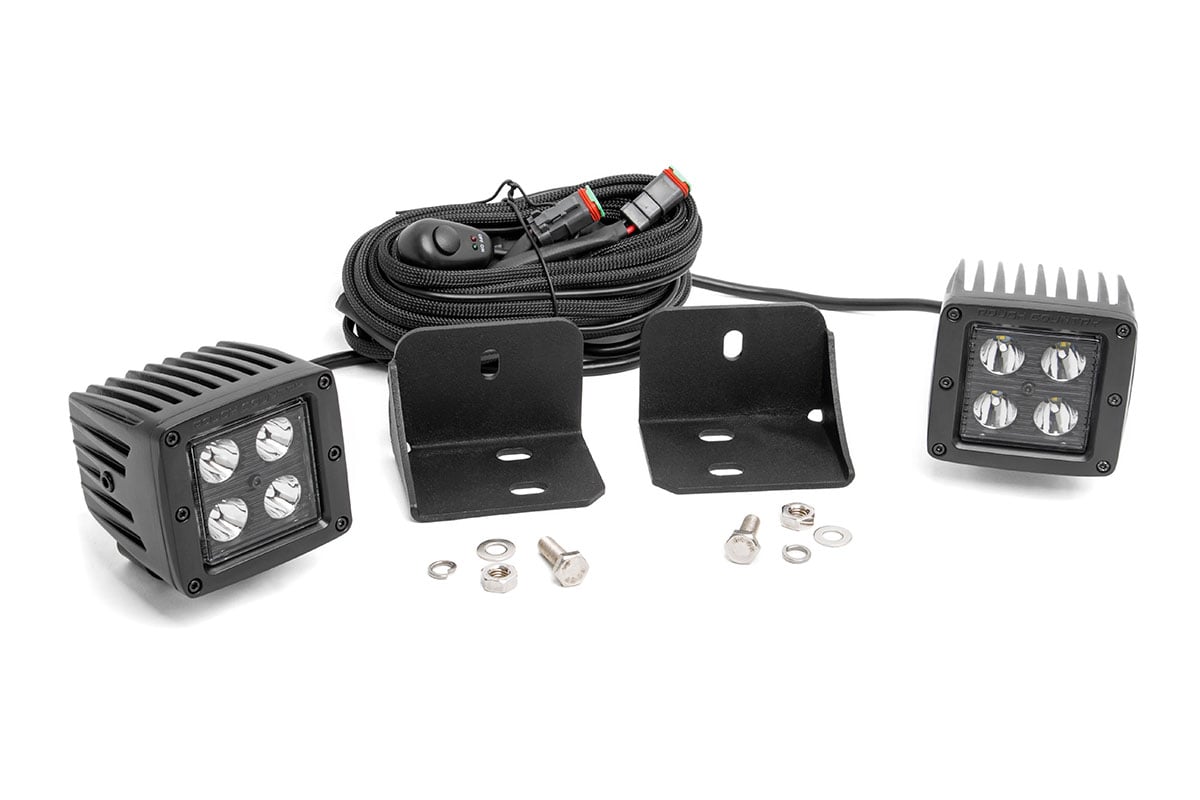 LED Light | Cab Mount | 2" Black Pair | Flood | Can-Am Defender HD 5/HD 8/HD 9/HD 10 | 71011