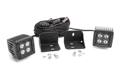 LED Light | Cab Mount | 2" Black Pair | Flood | Can-Am Defender HD 5/HD 8/HD 9/HD 10 | 71011