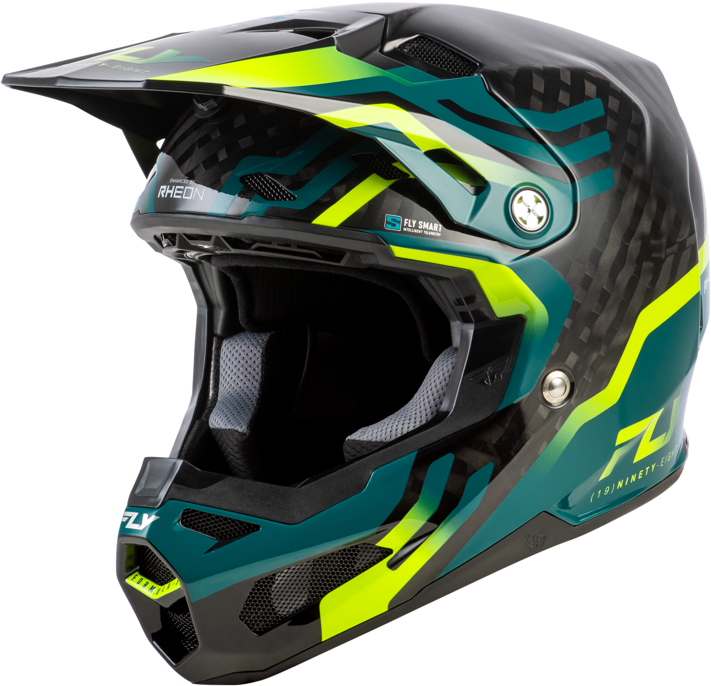 Formula S Carbon Byte Helmet Black Carbon/Teal/Lime Xs