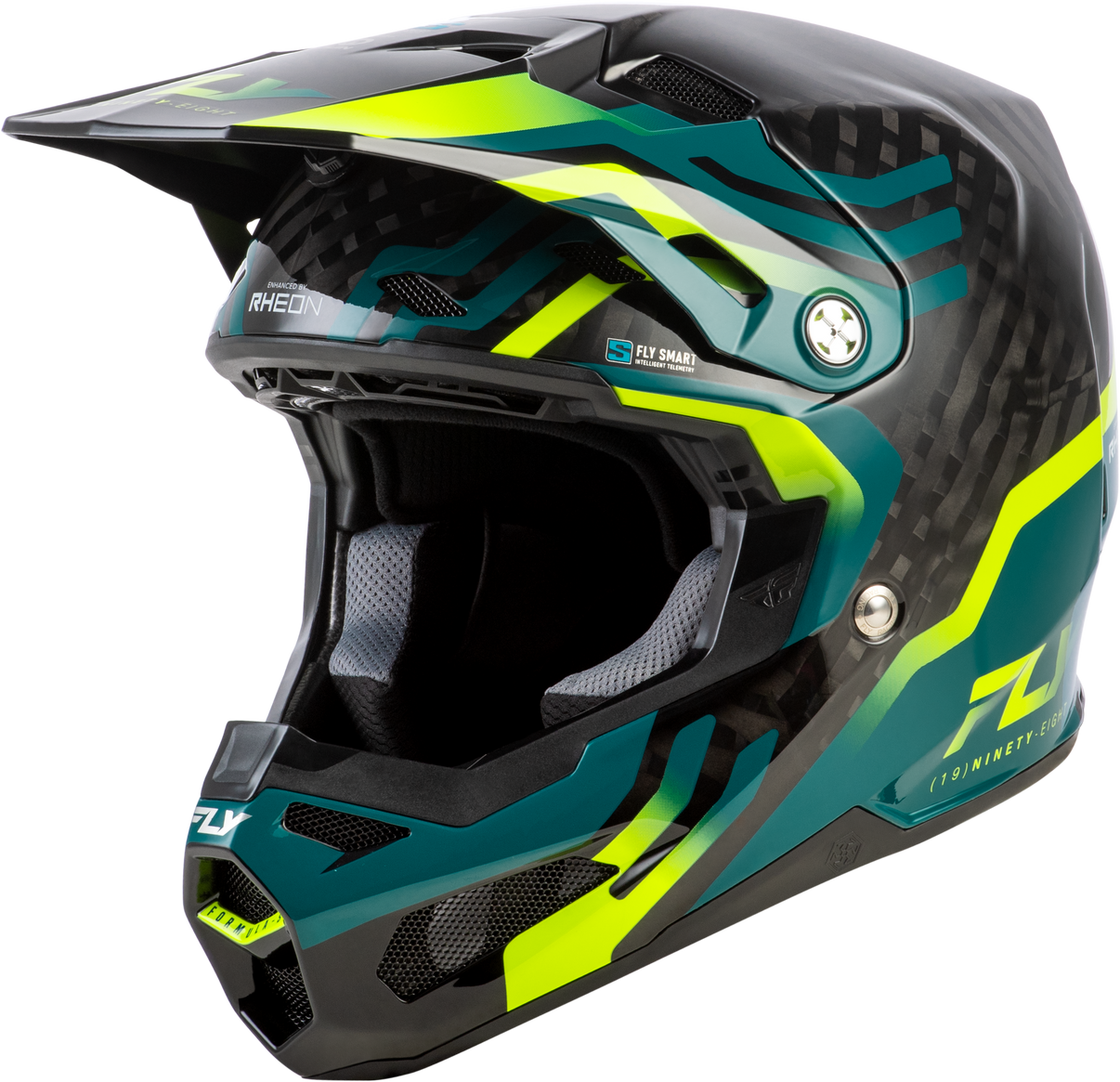 Formula S Carbon Byte Helmet Black Carbon/Teal/Lime Lg