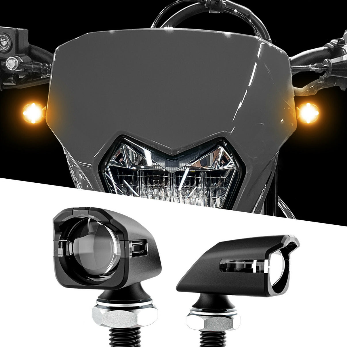 Mini Led Turn Signal Black Amber Pair