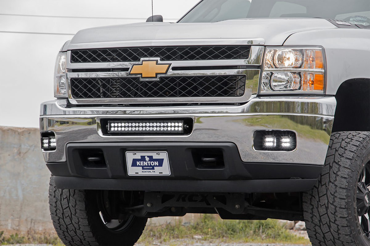 LED Light Kit | Fog Mount | 2" Black Pair | Amber DRL | Chevy Silverado 2500 HD/3500 HD (11-14) | 70628DRLA