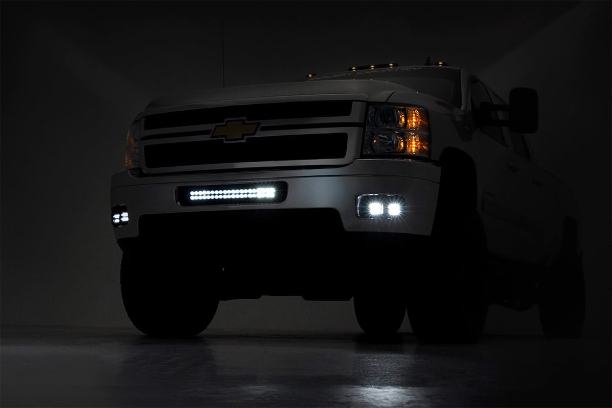 LED Light Kit | Fog Mount | 2" Black Pair | White DRL | Chevy Silverado 2500 HD/3500 HD (11-14) | 70628DRL
