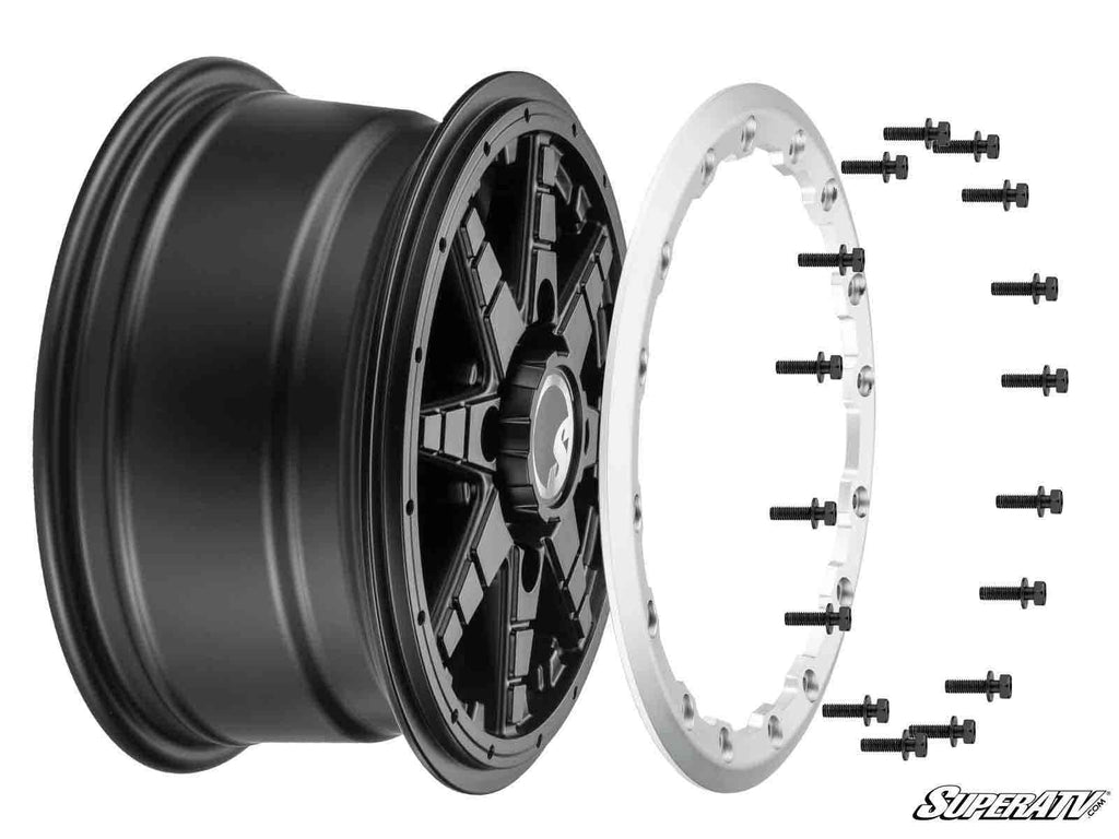 Sticky XT Warrior Tires 34x10x14 on 14x7 Healy Lock Series Beadlock Wheels 4/156 Pattern