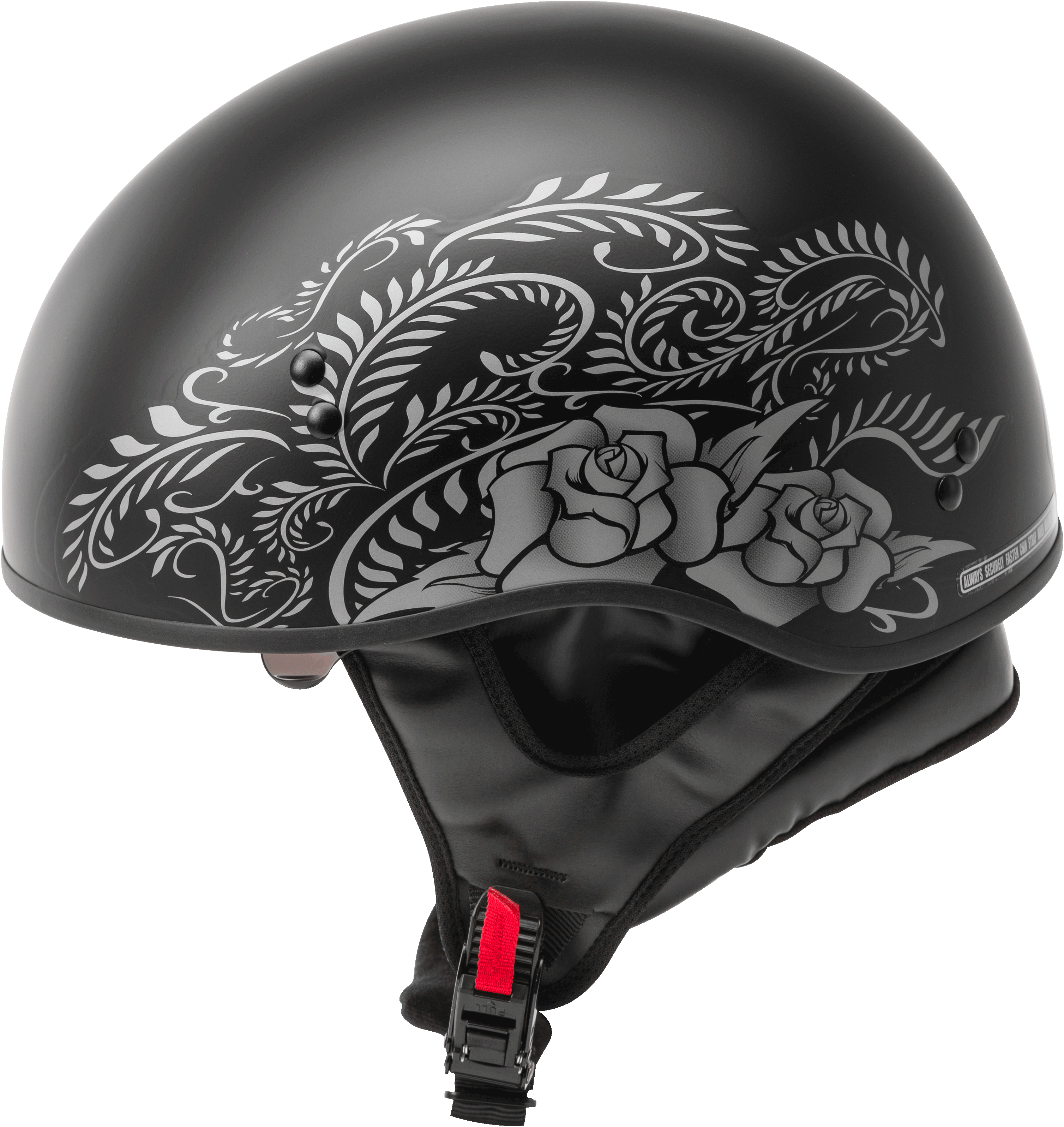 Hh 65 Half Helmet Rose Naked Matte Black/Silver Md