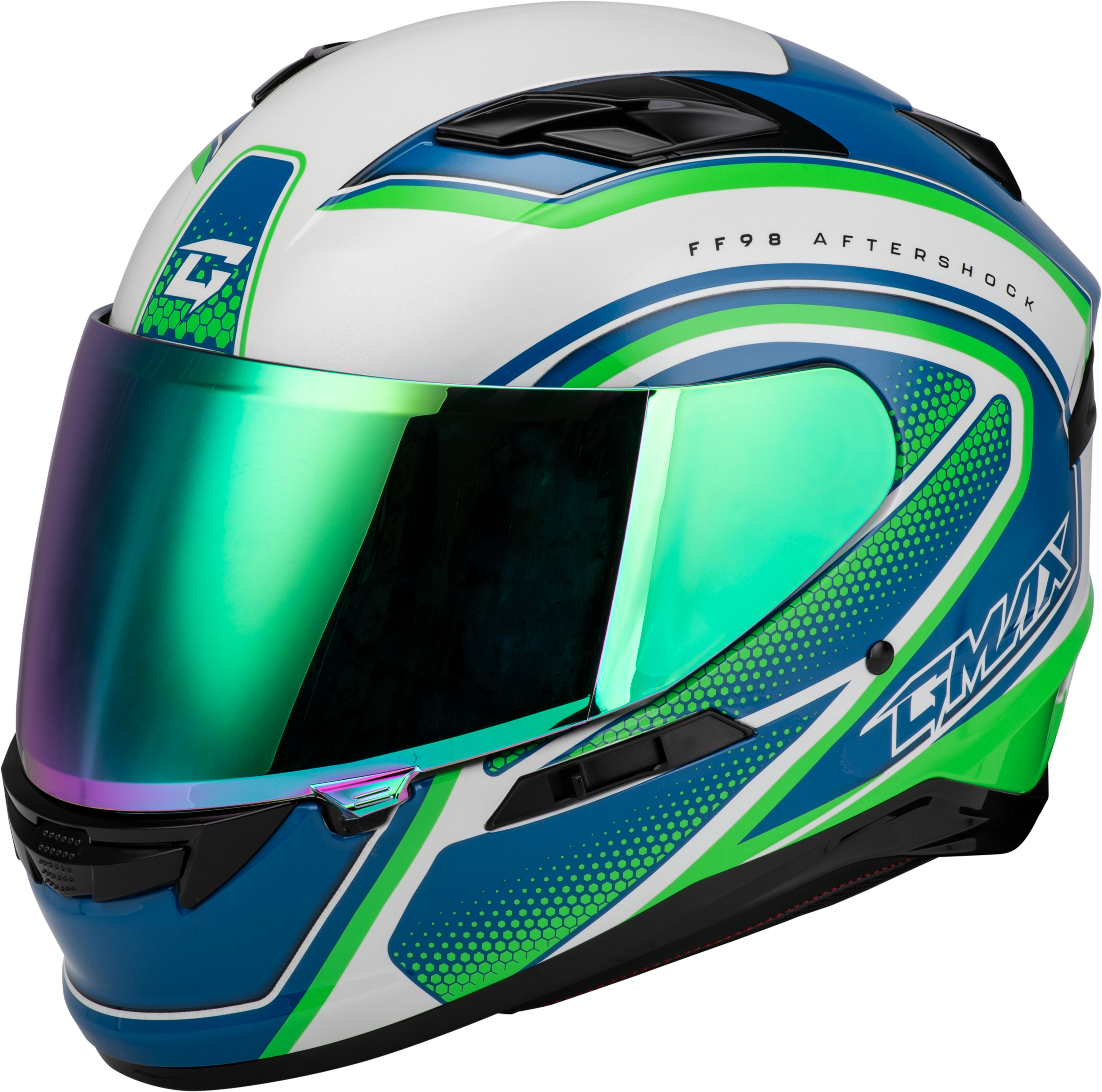 Ff 98 Aftershock Helmet White/Neon Green Lg