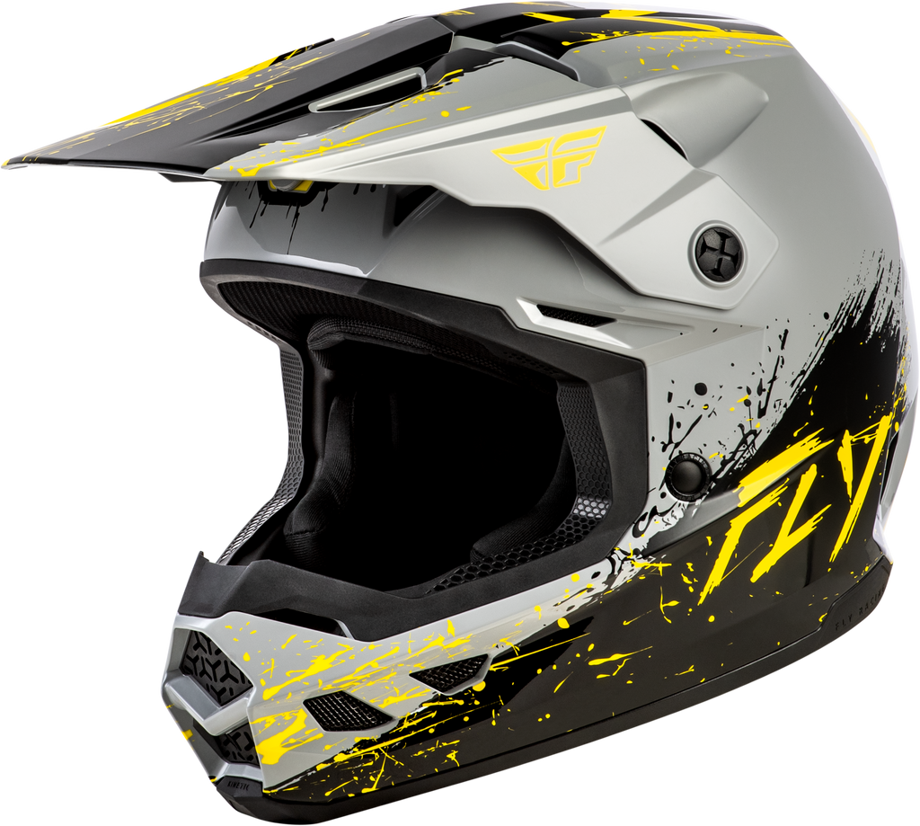 Fly Racing Kinetic Drip Youth Helmet - Grey/Black/Yellow