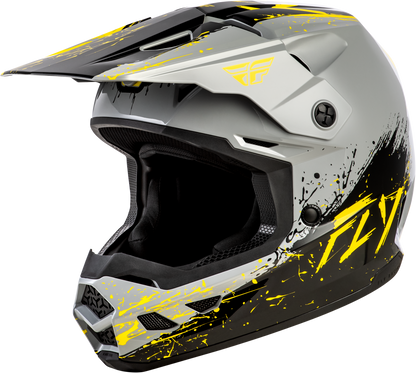 Fly Racing Kinetic Drip Youth Helmet - Grey/Black/Yellow