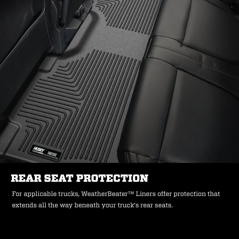 Husky Liners 11-15 Ford F250/F350/F450 Super Duty Ext Cab WeatherBeater Black 2nd Seat Floor Liners