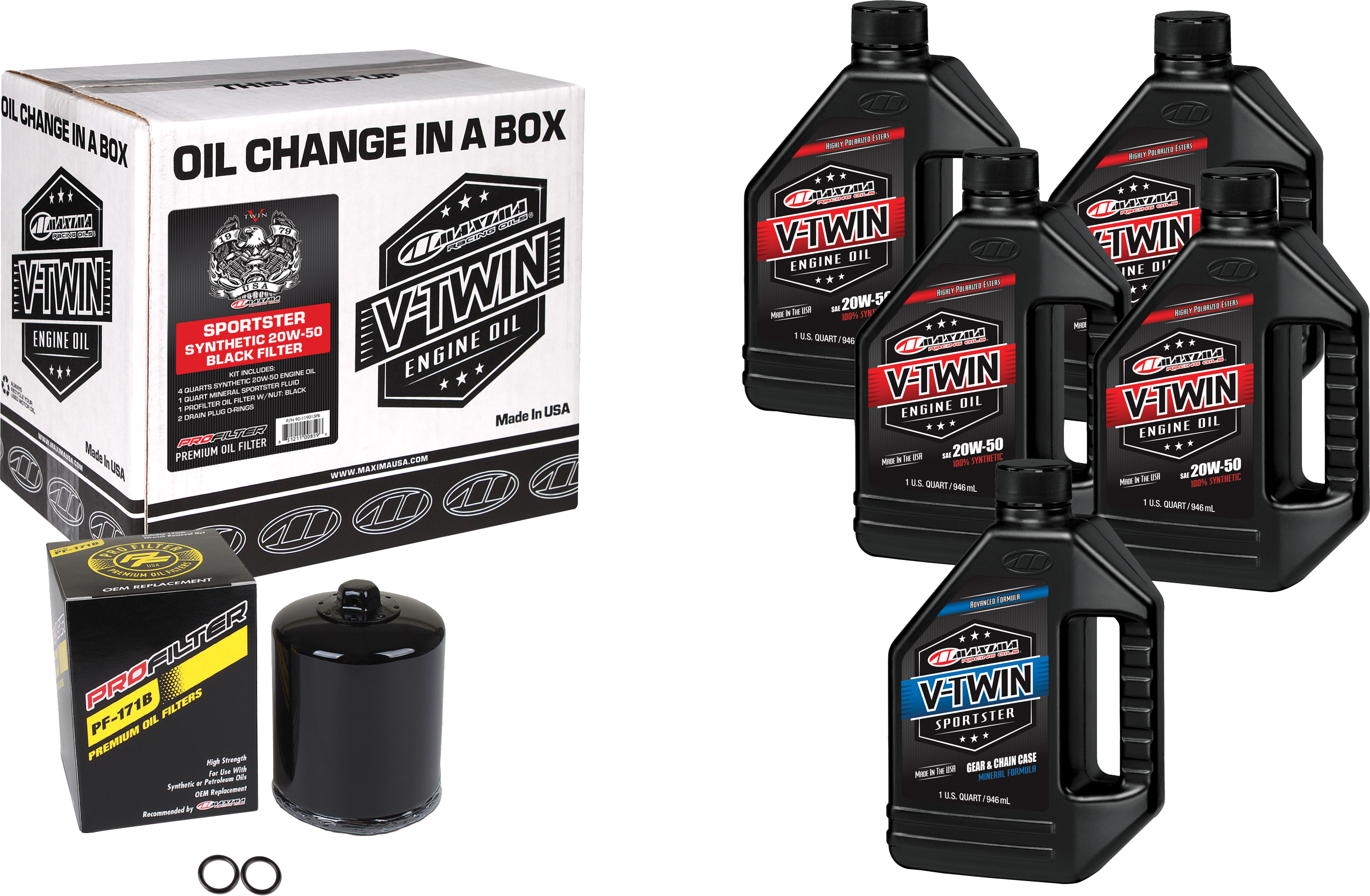 V Twin Syn Oil Change Kit Xl Black Filer