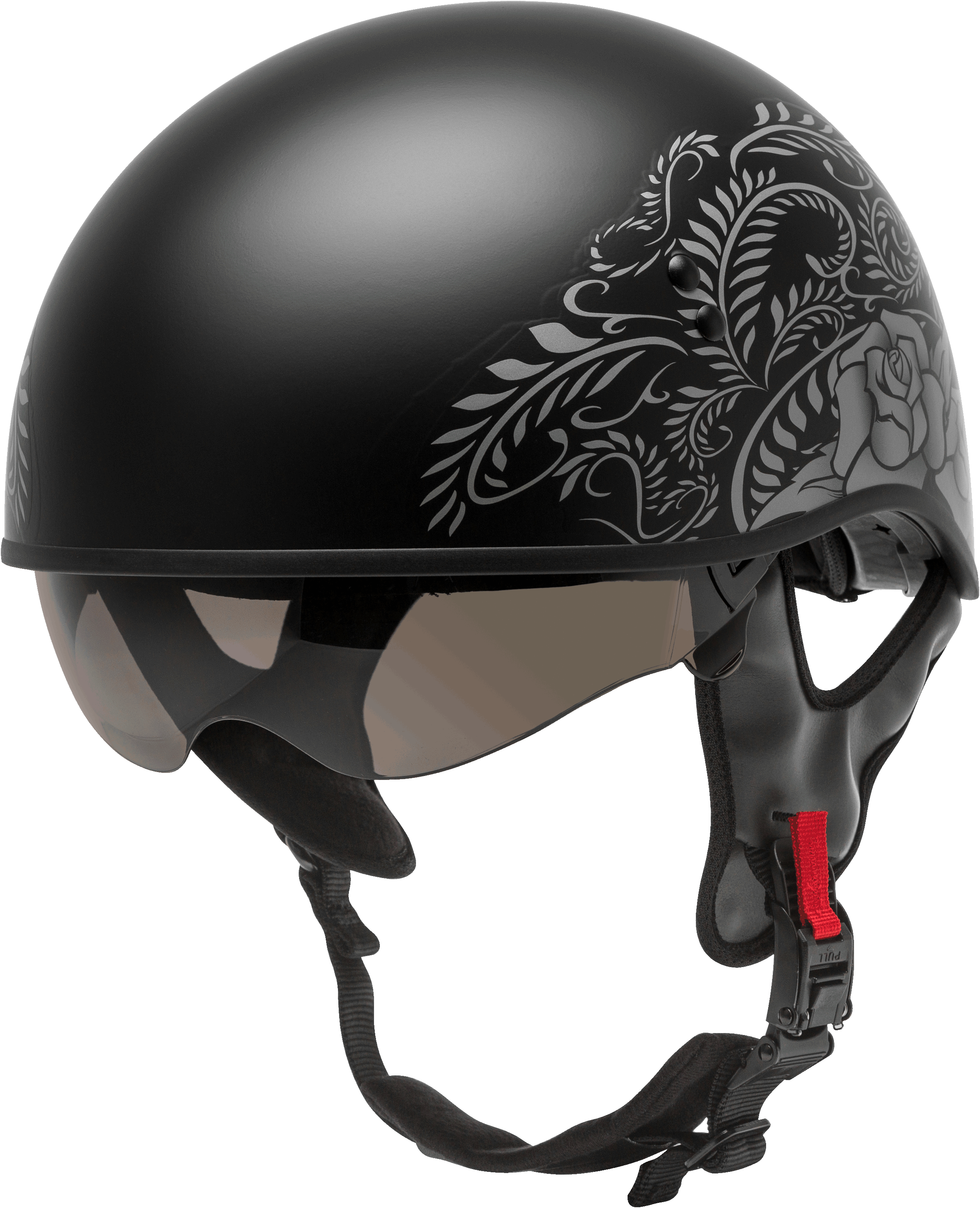 Hh 65 Half Helmet Rose Naked Matte Black/Silver Xs