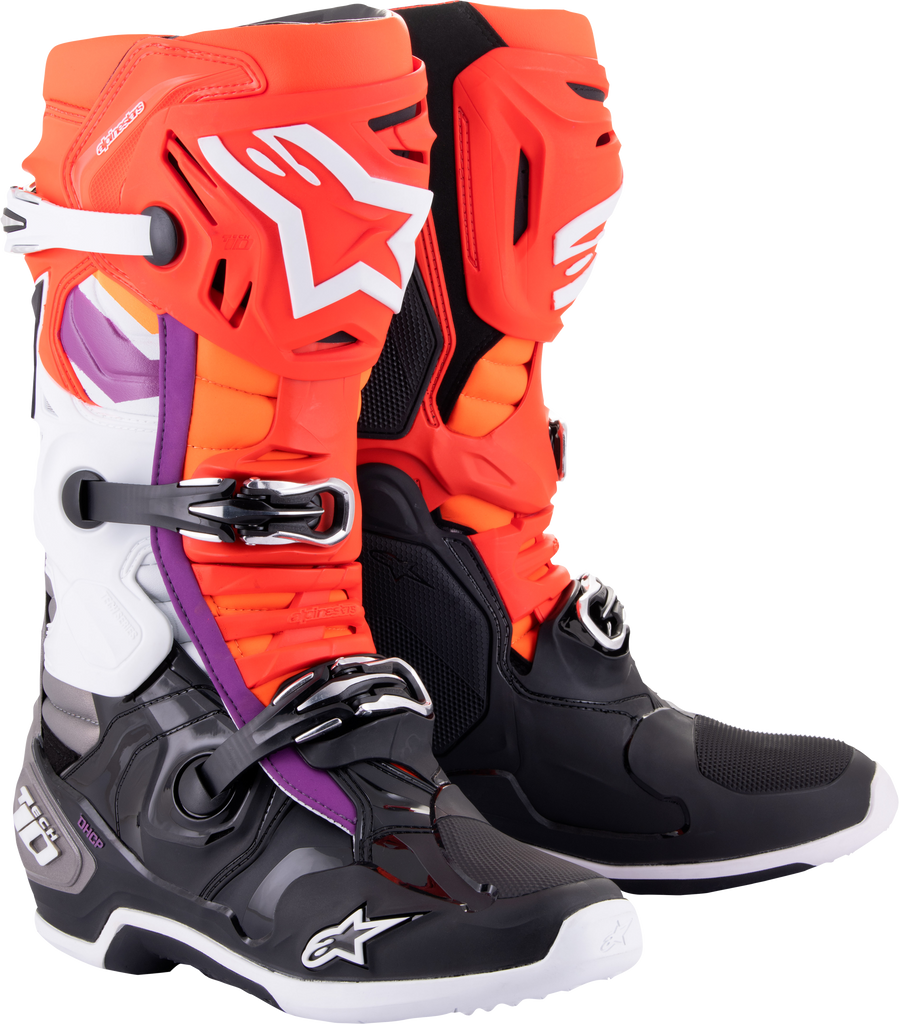 Tech 10 Boots Blk/Flo Red/Flo Org/Wht Sz 12